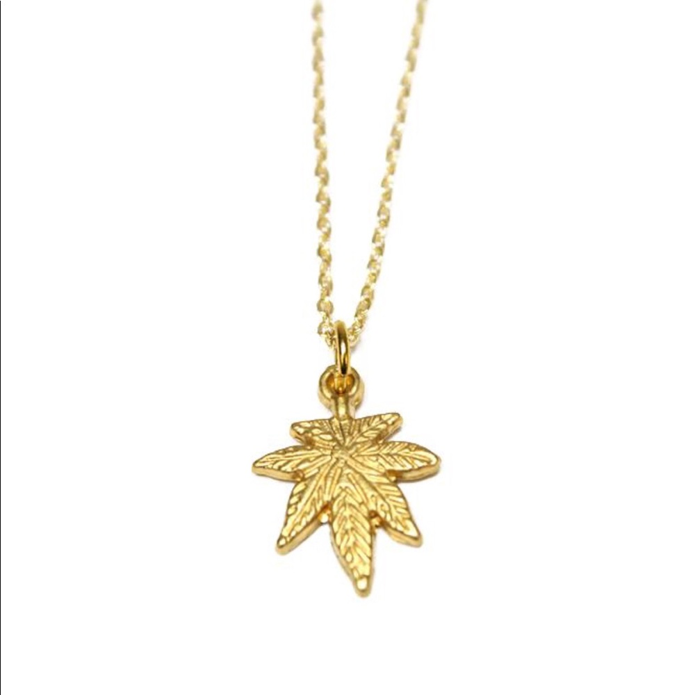 18k Gold Plated Weed Leaf - Mary Jane Necklace